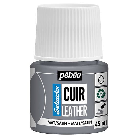 Pebeo Cuir Leather 45ml läderfärg – Grå, matt satin-finish