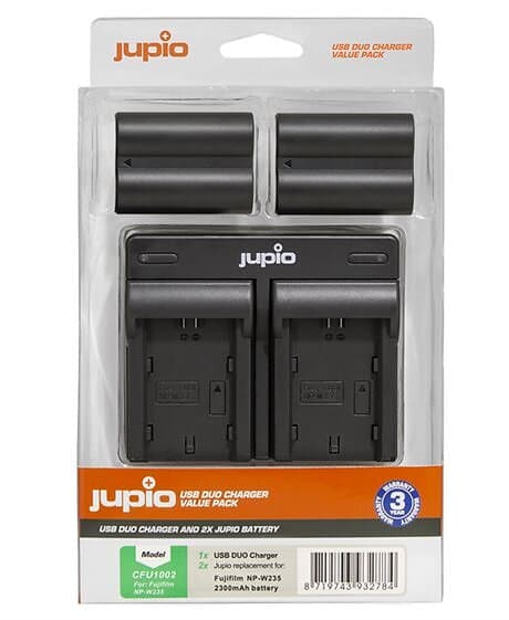 Jupio NP-W235 Fuji kit, 2st batterier+dubbelladdare