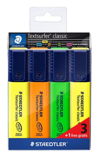 Staedtler Överstrykningspenna Textsurfer InkJet 3 färger (4 pennor)
