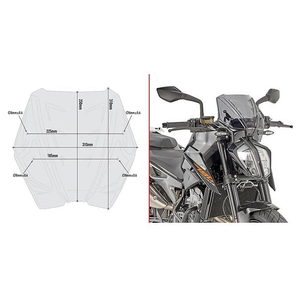 Givi A7708 Ktm Duke 790 Windshield Durchsichtig,Svart