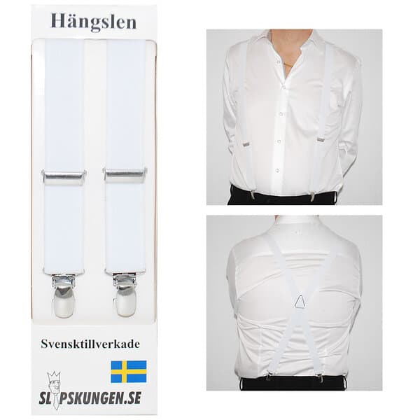 Svenska hängslen Smala Vita