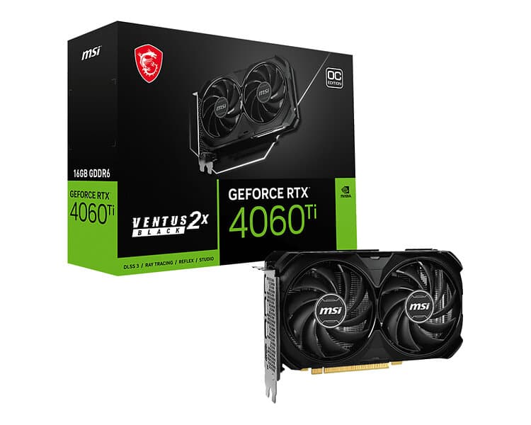 MSI GeForce RTX 4060 Ti Ventus 2X Black OC HDMI 3xDP 16GB