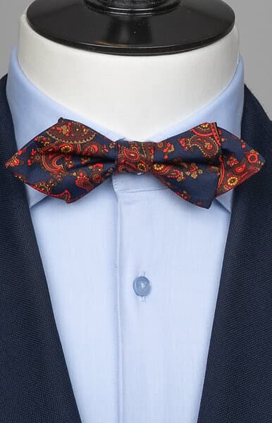 Neckwear Marinblå spetsig fluga siden paisley