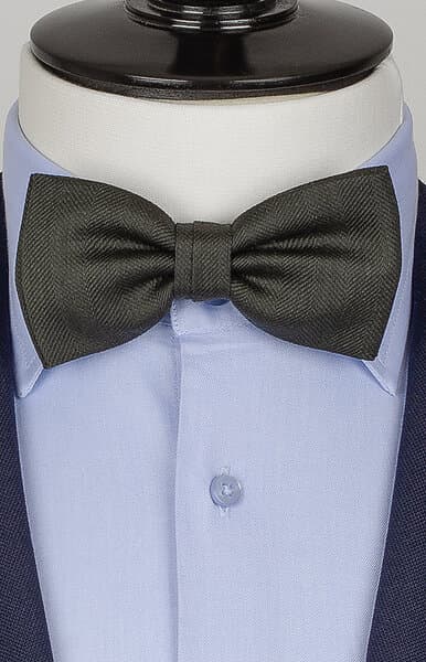 Made In Italy Italiensk mörkgrön fluga i ull herringbone