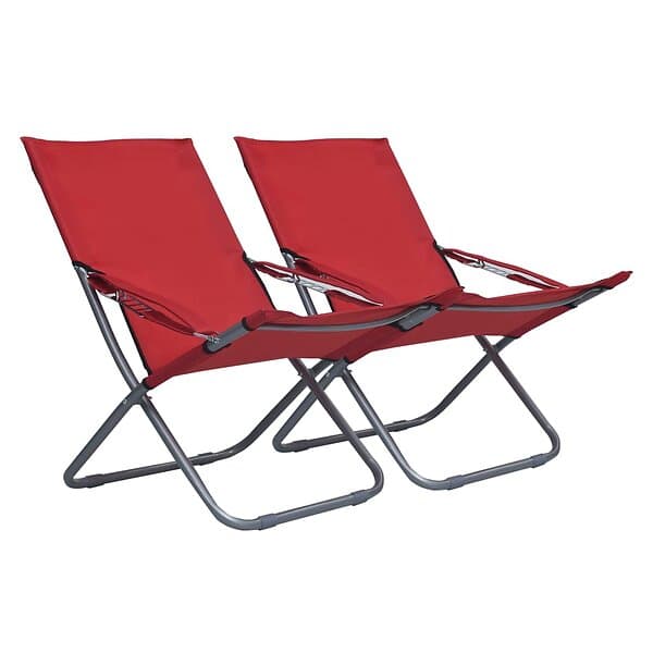 vidaXL Hopfällbara strandstolar 2 st tyg röd 47904