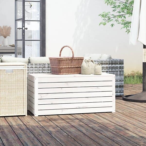 vidaXL Dynbox vit 101x50,5x46,5 cm massiv furu 823949