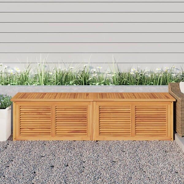 vidaXL Trädgårdslåda med påse 200x50x53 cm massiv teak 363274