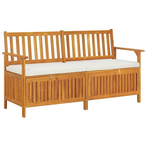 vidaXL Förvaringsbänk med dyna 148 cm massivt akaciaträ 316737