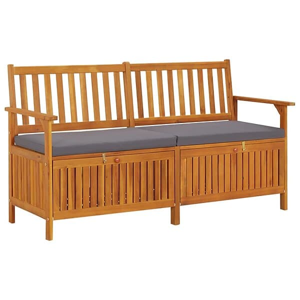 vidaXL Förvaringsbänk med dyna 148 cm massivt akaciaträ 316740