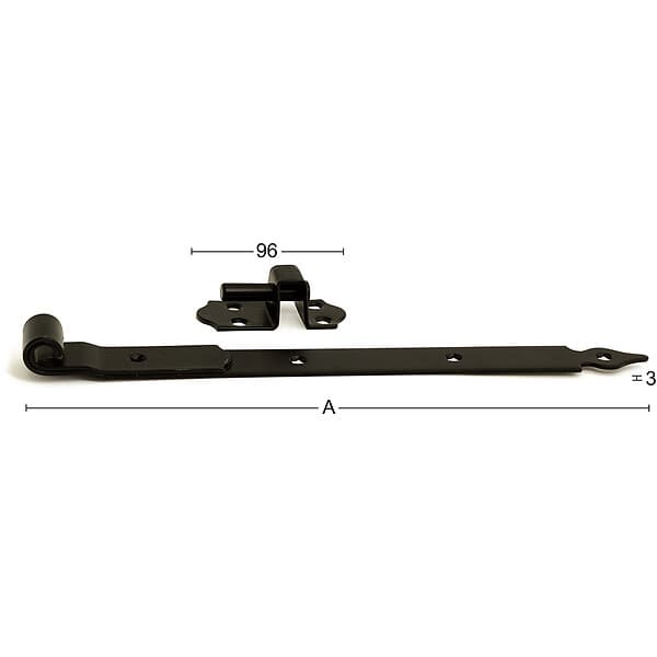 Habo Hakgångjärn 214 400mm Svart SB