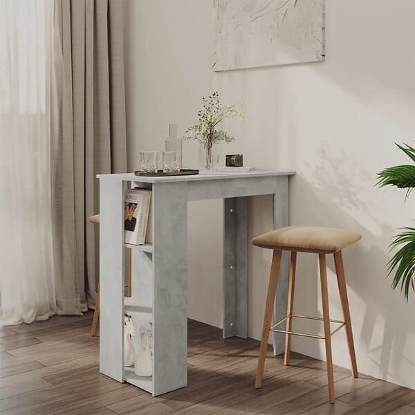 vidaXL Barbord med hylla betonggrå 102x50x103,5 cm konstruerat trä 809462