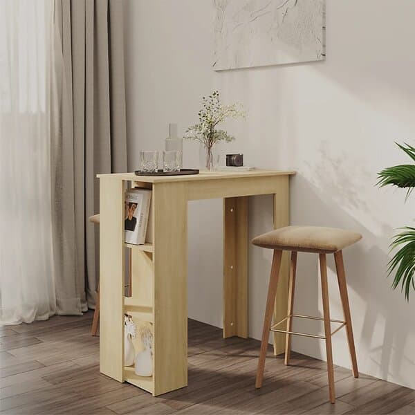 vidaXL Barbord med hylla sonoma-ek 102x50x103,5 cm konstruerat trä 809461