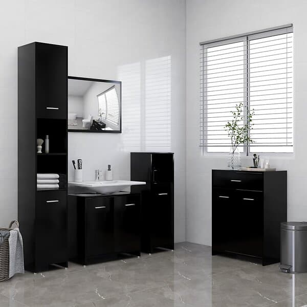 vidaXL Badrumsmöbler 4 delar svart 3071712
