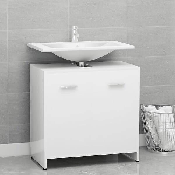 vidaXL Badrumsskåp vit högglans 60x33x61 cm konstruerat trä 802576