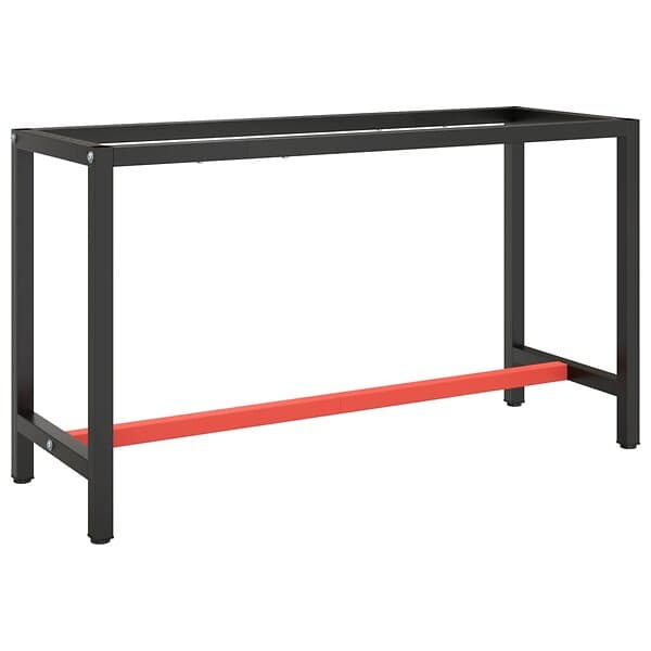 vidaXL Ram för arbetsbänk matt svart och röd 140x50x79 cm metall 151451