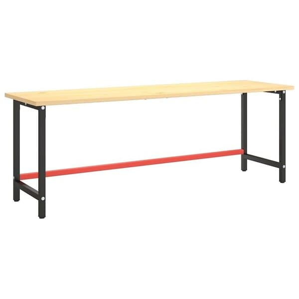 vidaXL Ram för arbetsbänk svart och matt röd 220x57x79 cm metall 151458
