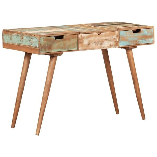 vidaXL Sminkbord med spegel 112x45x76 cm massivt återvunnet trä 323591