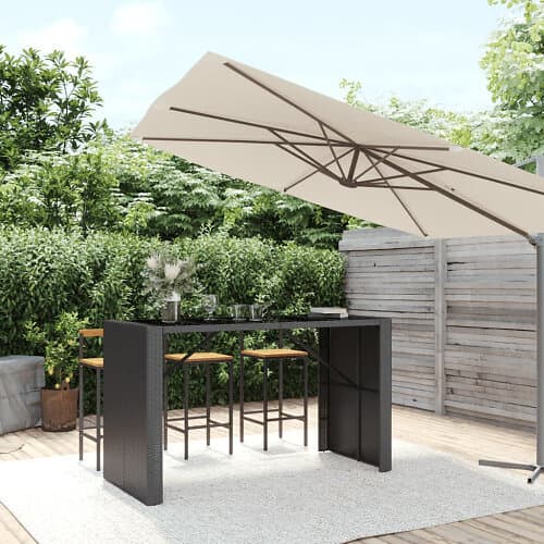 vidaXL Barbord med glasskiva svart 185x80x110 cm konstrotting 362600