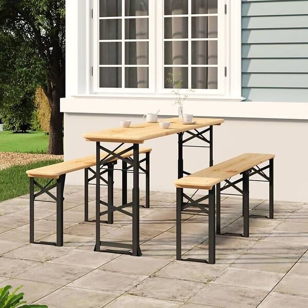 vidaXL Hopfällbart barbord 170x50x75/105 cm massiv gran 363114