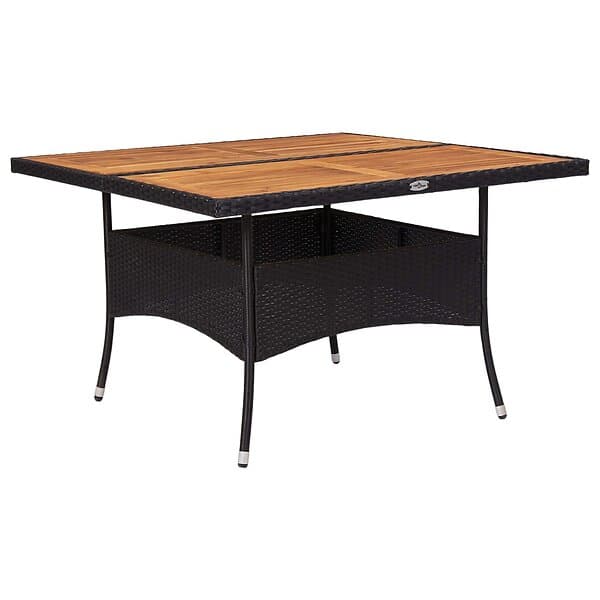 vidaXL Matbord för trädgård svart konstrotting och massiv akacia 46187