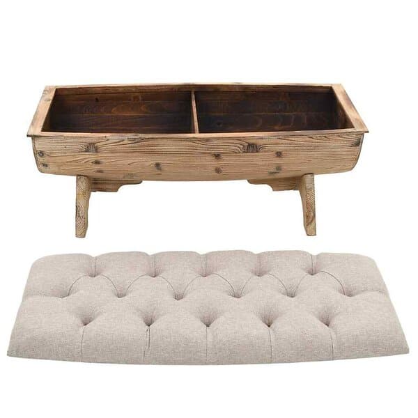 vidaXL Förvaringsbänk massivt trä och tyg 103x51x44 cm 245767
