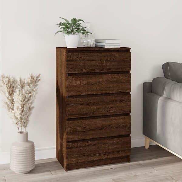 vidaXL Byrå brun ek 60x36x103 cm konstruerat trä 823023