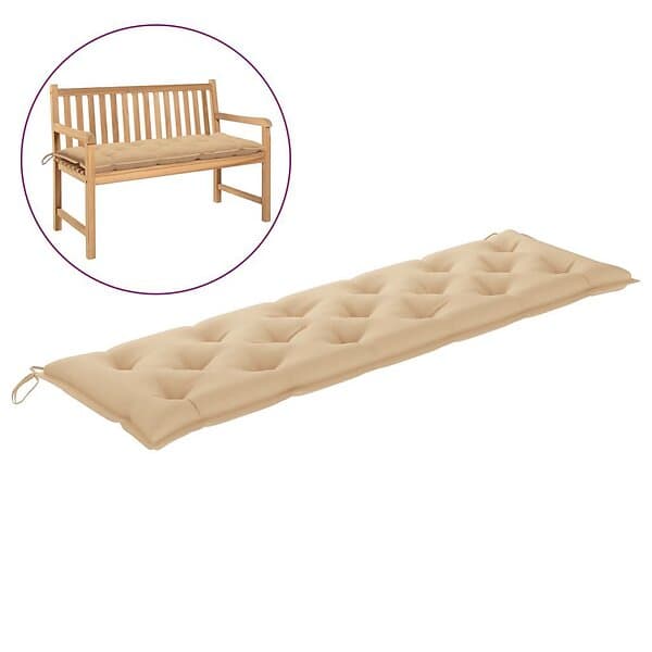 vidaXL Bänkdyna för trädgården beige 180x50x7 cm oxfordtyg 314971