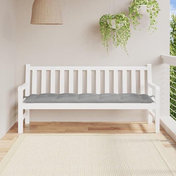 vidaXL Bänkdyna för trädgården grå 180x50x7 cm oxfordtyg 314969