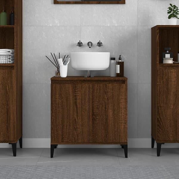 vidaXL Tvättställsskåp brun ek 58x33x60 cm konstruerat trä 821267