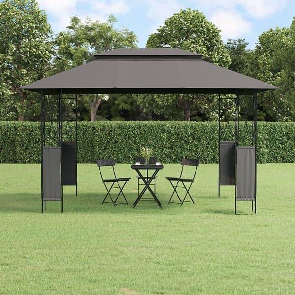 vidaXL Paviljong med tak antracit 400x300x270 cm stål 360142