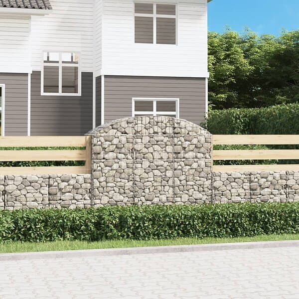 vidaXL Gabion bågformad 150x50x120/140 cm galvaniserat järn 153456