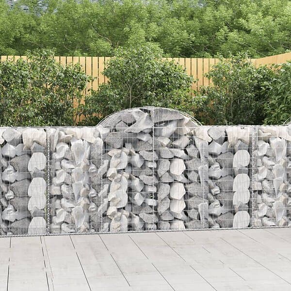 vidaXL Gabioner bågformade 7 st 200x50x100/120 cm galvaniserat järn 3146325