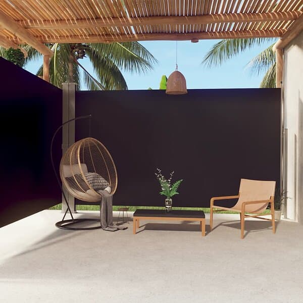 vidaXL Infällbar sidomarkis 220x600 cm svart 318012