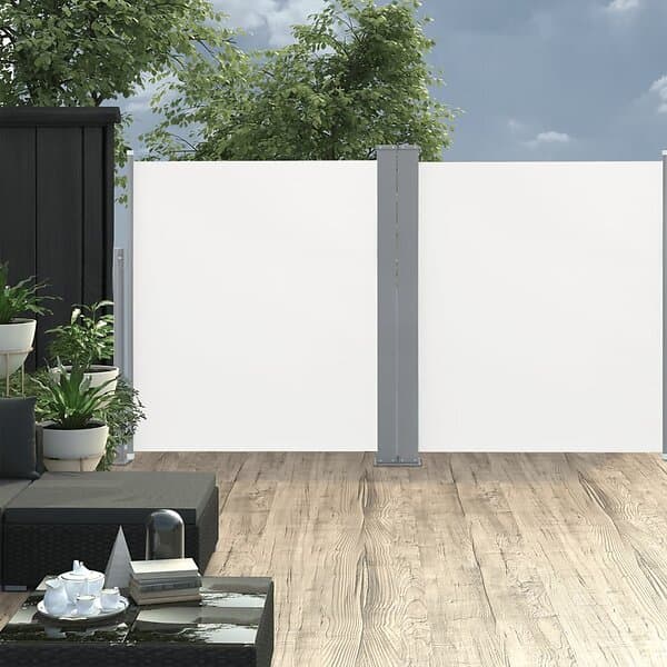 vidaXL Infällbar sidomarkis dubbel 170x600 cm gräddvit 48467