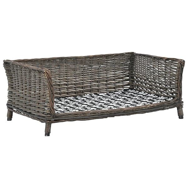 vidaXL Hundkorg med dyna grå 90x54x35 cm naturlig pil 170776