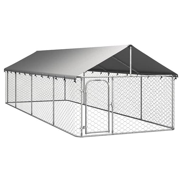 vidaXL Hundgård med tak för utomhusbruk 600x200x150 cm 171500