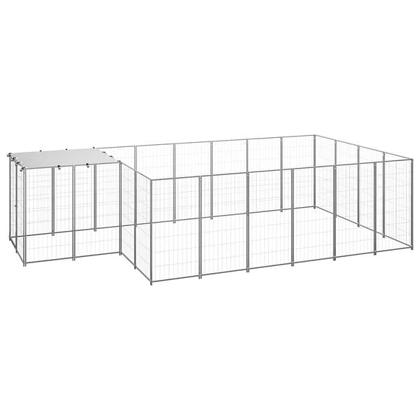 vidaXL Hundgård silver 8,47 m² stål 3082209
