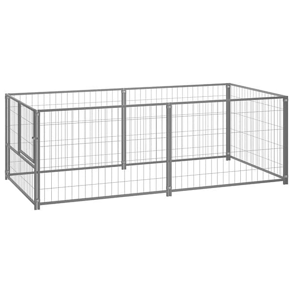 vidaXL Hundgård silver 200x100x70 cm stål 150793