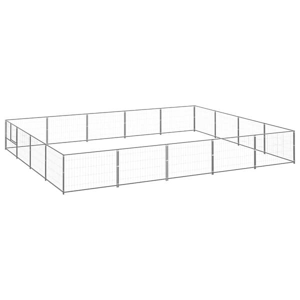 vidaXL Hundgård silver 20 m² stål 3082151