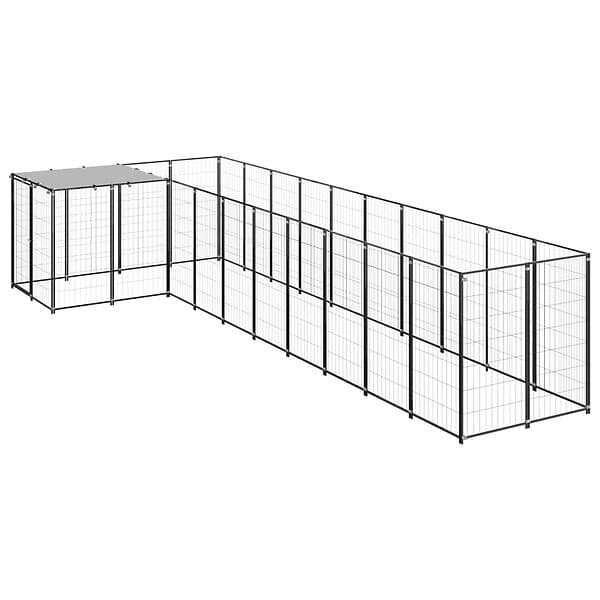 vidaXL Hundgård svart 7,26 m² stål 3082237