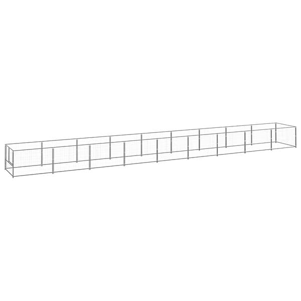 vidaXL Hundgård silver 9 m² stål 3082107