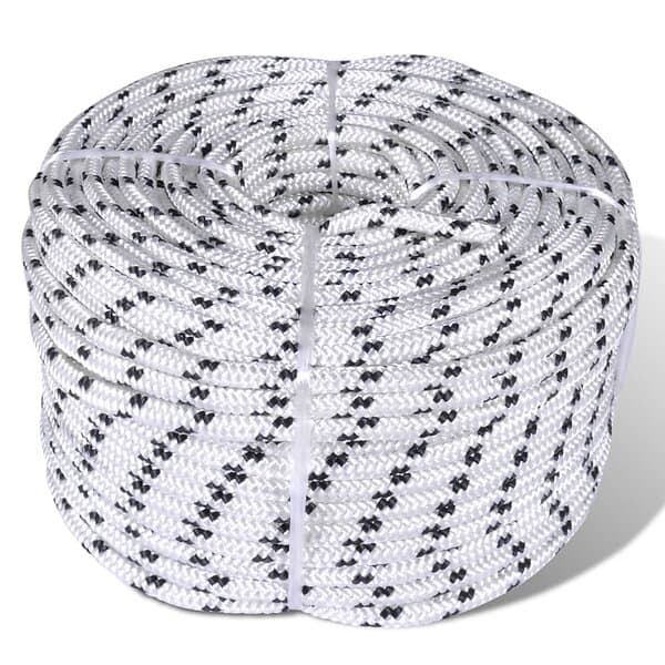 vidaXL Båtlina flätad 6 mm x 250 m polyester vit 143789