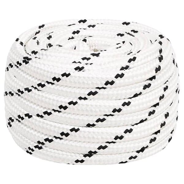 vidaXL Båtlina flätad vit 18 mm x 25 m polyester 152786