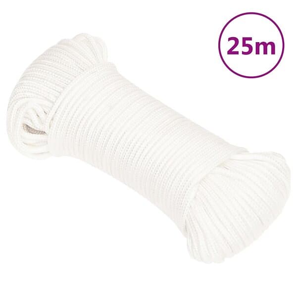vidaXL Båtlina helvit 4 mm 25 m polypropylen 152539