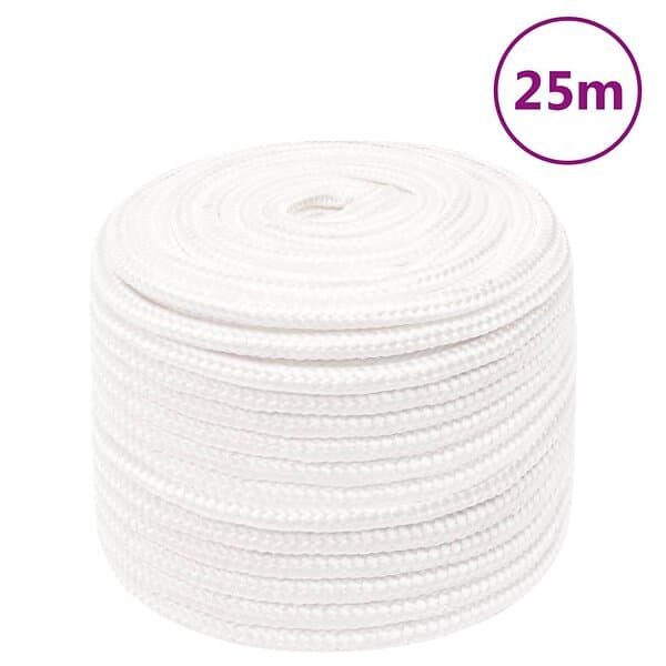 vidaXL Båtlina helvit 14 mm 25 m polypropylen 152568