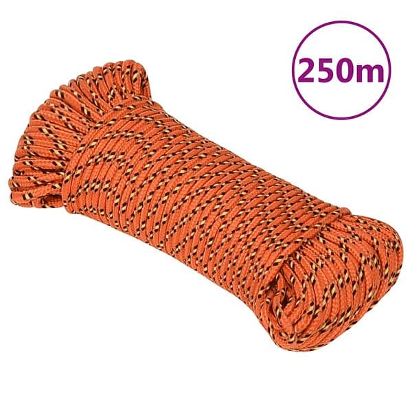 vidaXL Båtlina orange 3 mm 250 m polypropylen 152643