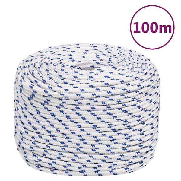 vidaXL Båtlina vit 10 mm 100 m polypropylen 152296