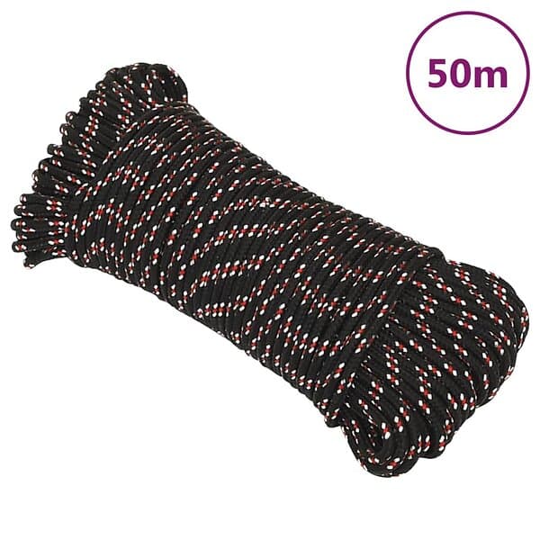 vidaXL Båtlina svart 3 mm 50 m polypropen 152323
