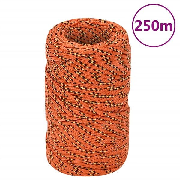 vidaXL Båtlina orange 2 mm 250 m polypropen 152638
