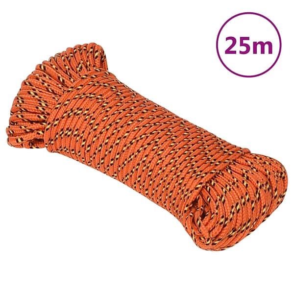 vidaXL Båtlina orange 3 mm 25 m polypropylen 152640